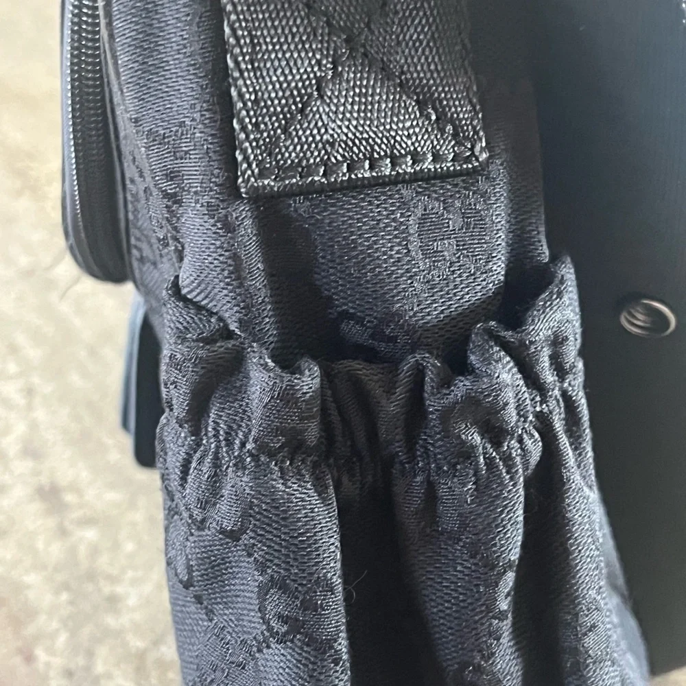 Gucci GG Black Diaper Baby Bag Canvas/Leather Trim w/Changing Mat